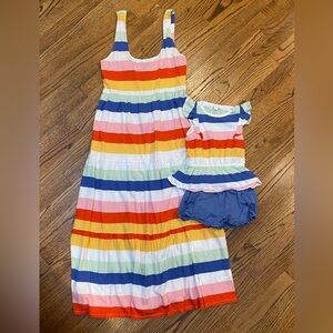JCrew mom’s cotton dress size small and daughter’s set - top is 4/5 and shorts 5